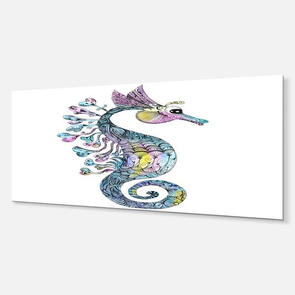 Shop Designart Colorful Seahorse Watercolor Animal Painting