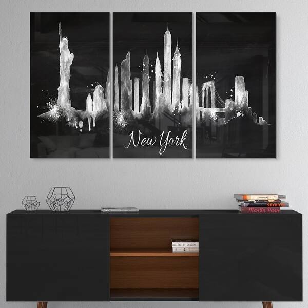 Designart New York Dark Silhouette Cityscape Painting Metal Wall Art Overstock 11870451