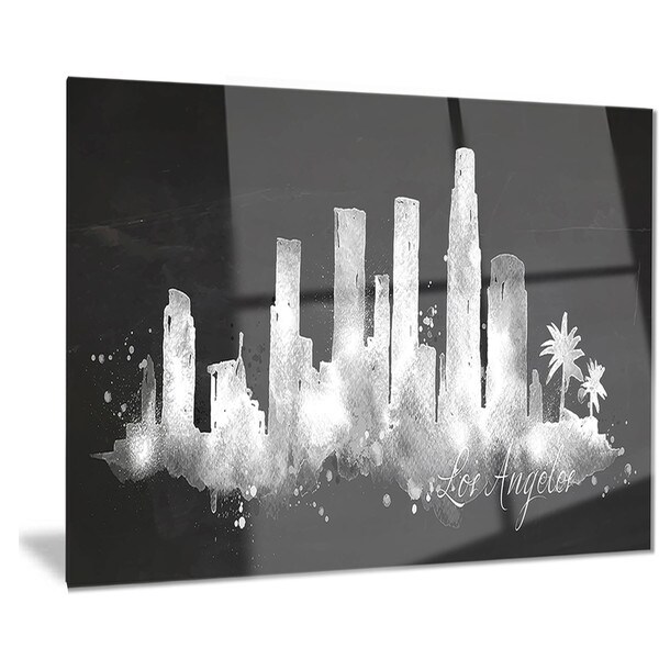 Los Angeles Wall Art designart 'los angeles dark silhouette' cityscape painting metal Los Angeles Wall Art designart 'los angeles dark silhouette' cityscape painting metal