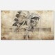 Designart 'American Indian Warrior Tattoo Sketch' Digital Art Metal