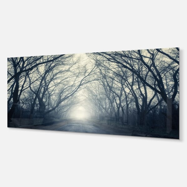 Designart Dark Autumn Forest In Fog Modern Photography Metal Wall Art Overstock