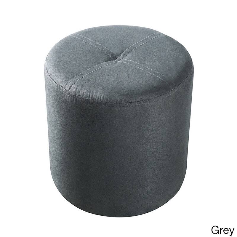 Porch & Den Wynkoop Round Upholstered Stool Ottoman - Grey