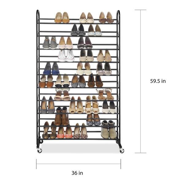 Shop Black Friday Deals On Whitmor Black Chrome Metal 50 Pair Shoe Rack Overstock 11871271