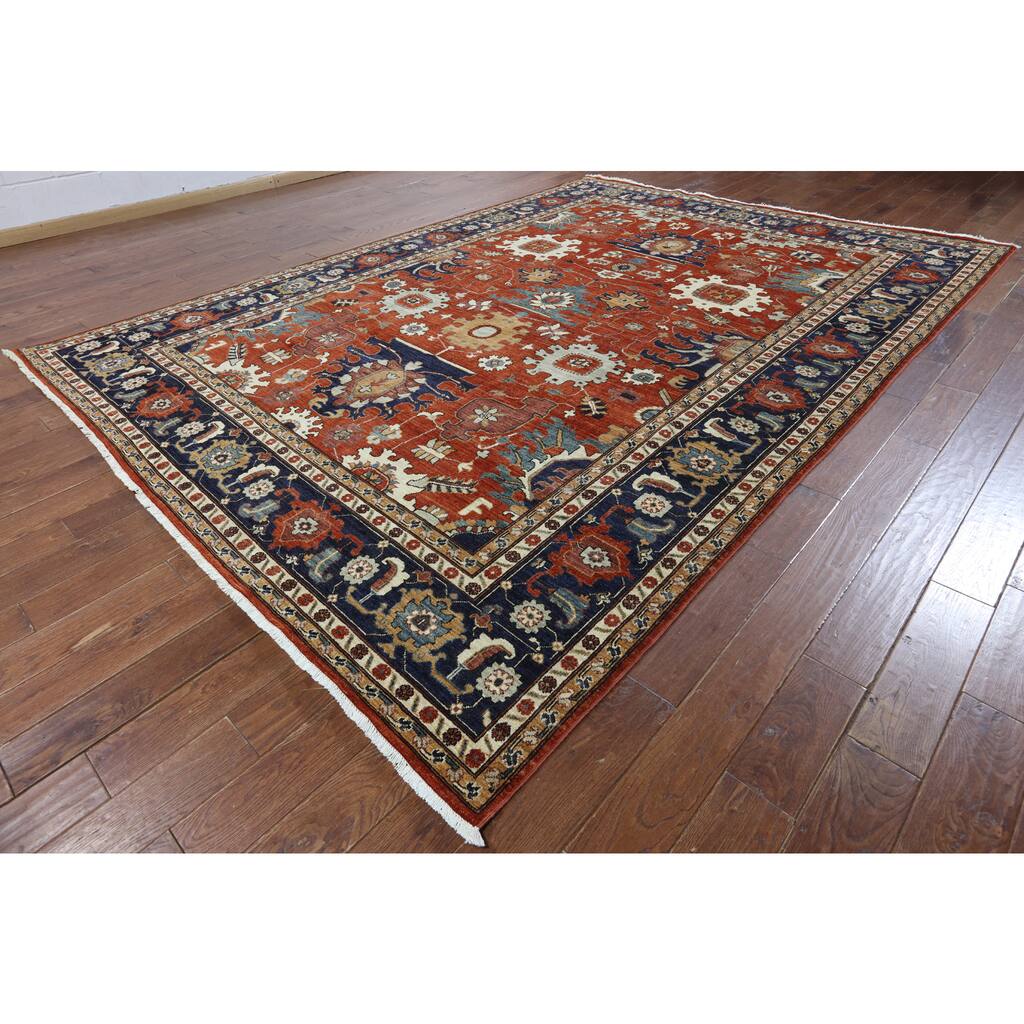 Hand-Knotted Oriental Serapi Red Wool Rug (8'10 x 12'1)