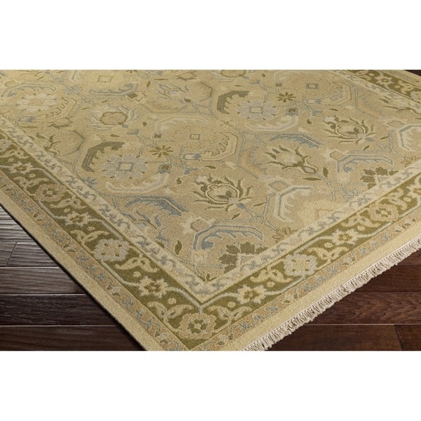 slide 2 of 16, Hand-Knotted Kari Border New Zealand Wool Area Rug