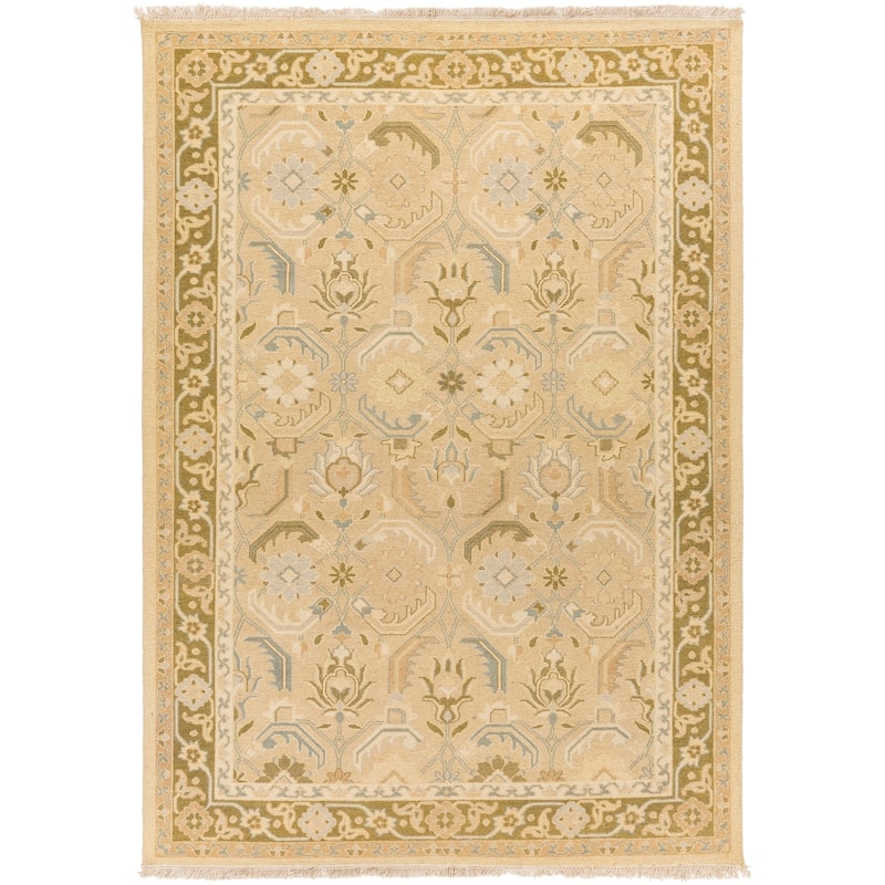 Hand-Knotted Kari Border New Zealand Wool Area Rug - 2' x 3' - Slate
