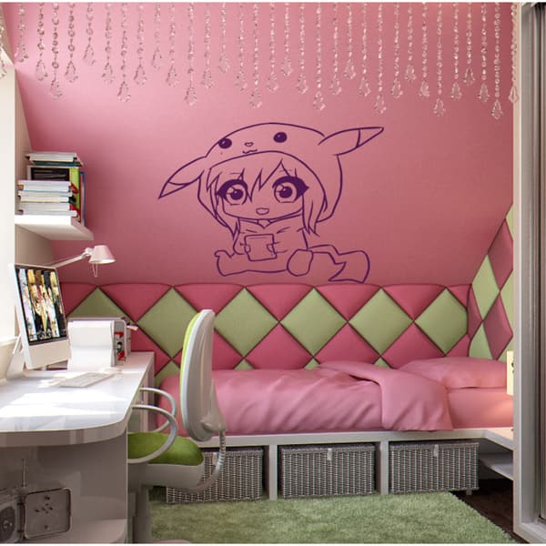 slide 1 of 1, Anime funny toy little girl Wall Art Sticker Decal Purple