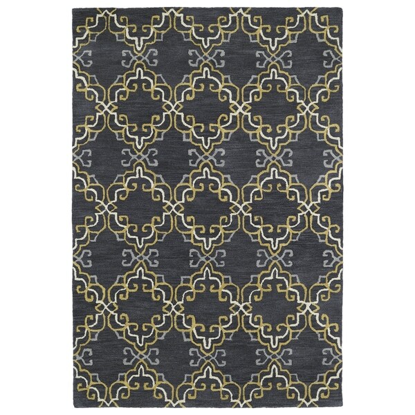 Hand-Tufted Seldon Graphite Trellis Rug - 5' x 7'9"