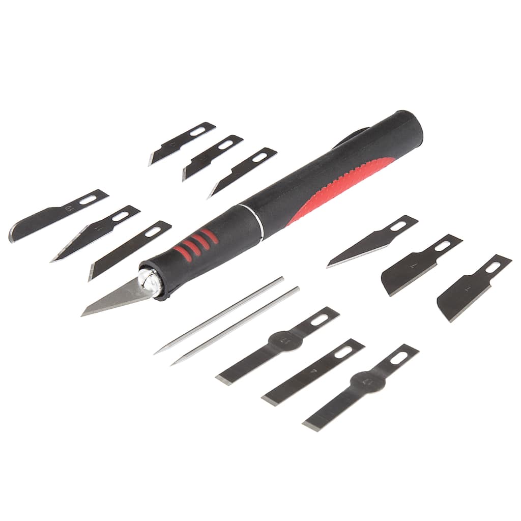 Stalwart Hobby Knife Set with Scribe Needles 16 PC