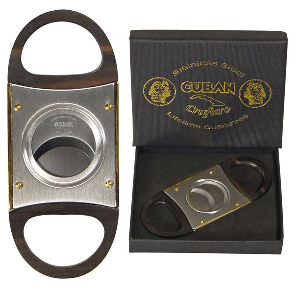 Cuban Crafters Deluxe Luxury Silver and Black Cigar Cutter With Wooden Handles