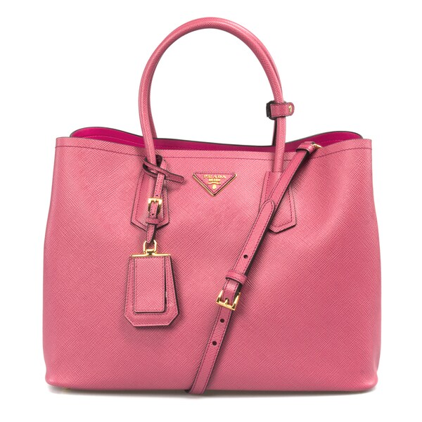 Prada BN2756 Pink Saffiano Cuit Leather Bag - 18775080 - Overstock.com ...