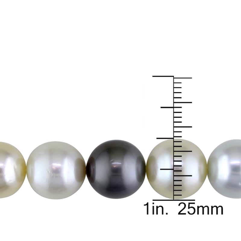 Miadora Signature Collection 14k Yellow Gold Multi-colored Cultured South Sea and Tahitian Pearl Strand Necklace (11-12.8mm)