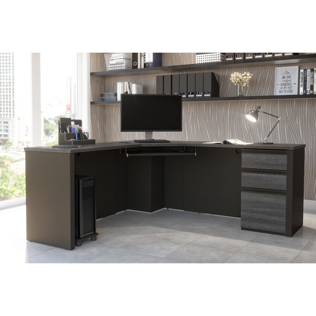 Shop Bestar Prestige 3 Drawer Corner Desk Overstock 11877849