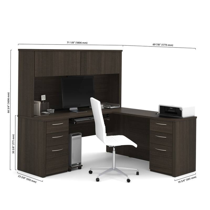 Bestar Embassy 71" L-shaped desk with hutch
