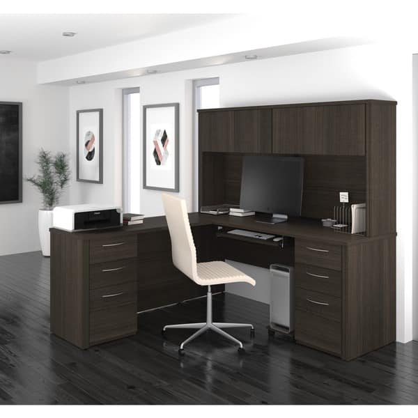 Shop Bestar Embassy 71 L Shaped Desk With Hutch Free Shipping