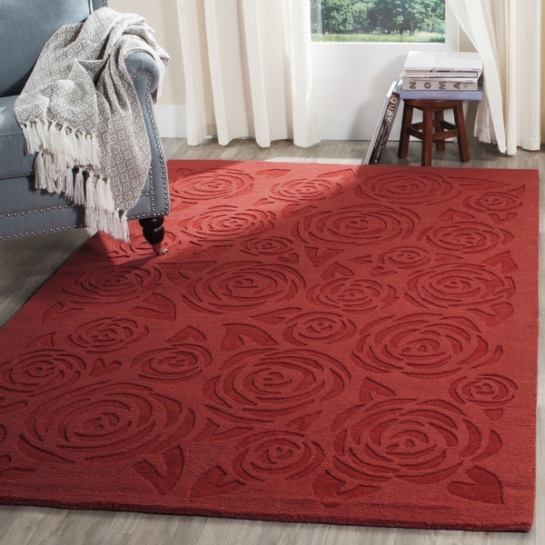 Martha Stewart by Safavieh Block Print Rose Vermillion Wool Rug - 8' x 10'