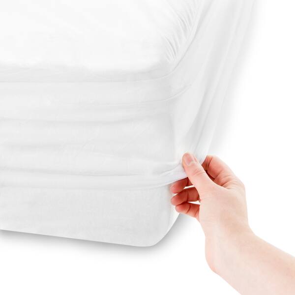 Brookside Jersey Waterproof Mattress Protector White Bed Bath