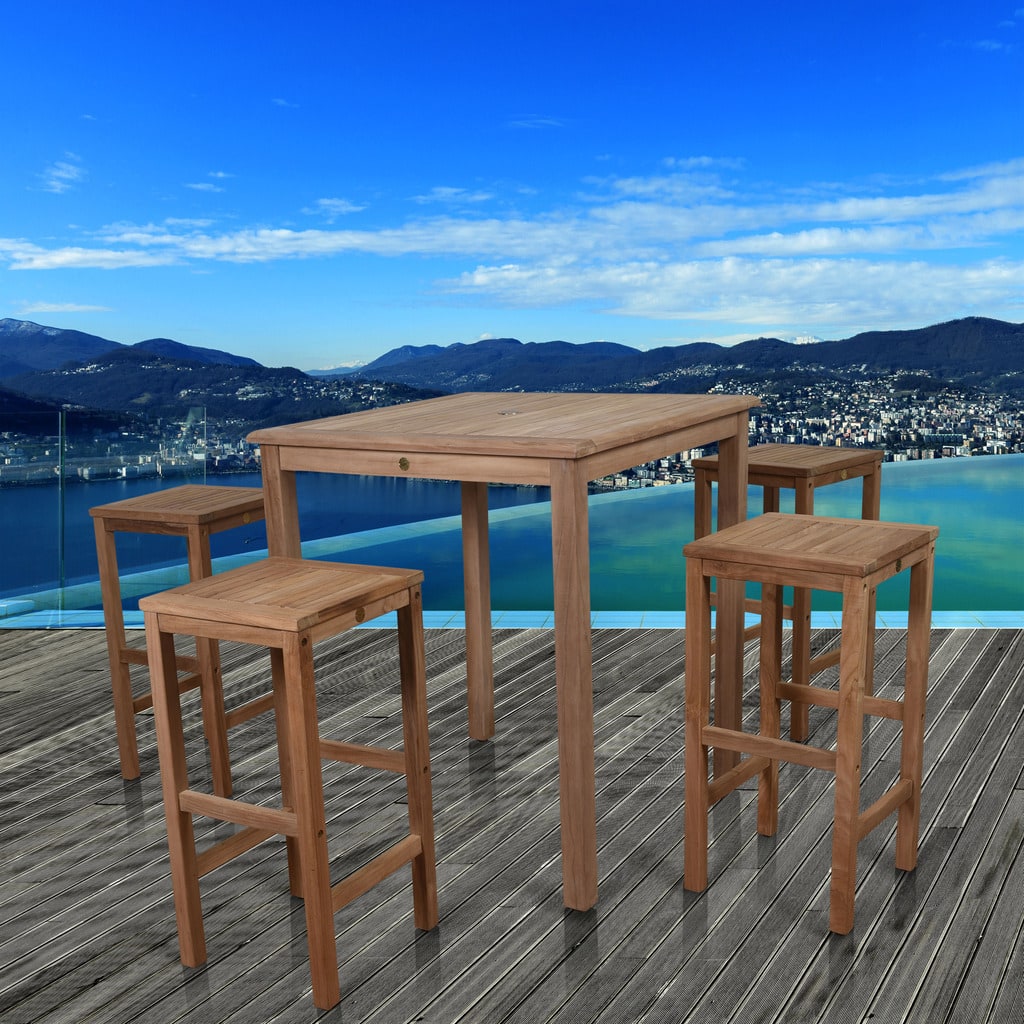Amazonia Hartford Classic 5 piece Teak Square Bar Set - 5 Piece