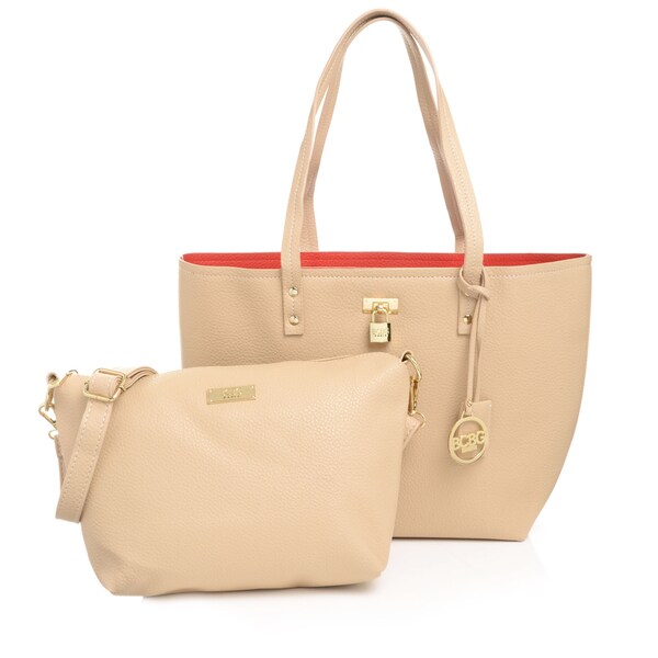 Bcbg Paris Faux Leather Reversible Twist Lock Tote Bag