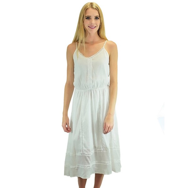 Relished Women's White Rayon Midi Sundress - Free Shipping Today - Overstock.com - 18776232