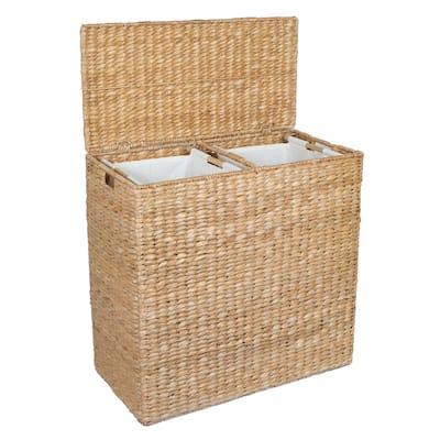 BirdRock Home Seagrass Dual Laundry Sorter with 2 Removable Canvas Liners