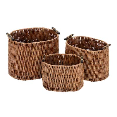 15-inch/13-inch/11-inch Rattan Baskets (Set of 3)
