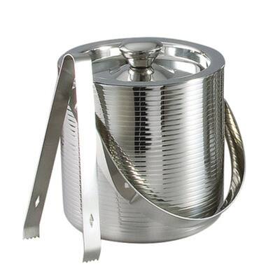 Heim Concept 6" Stainless Steel Lines Ice Bucket with Tongs