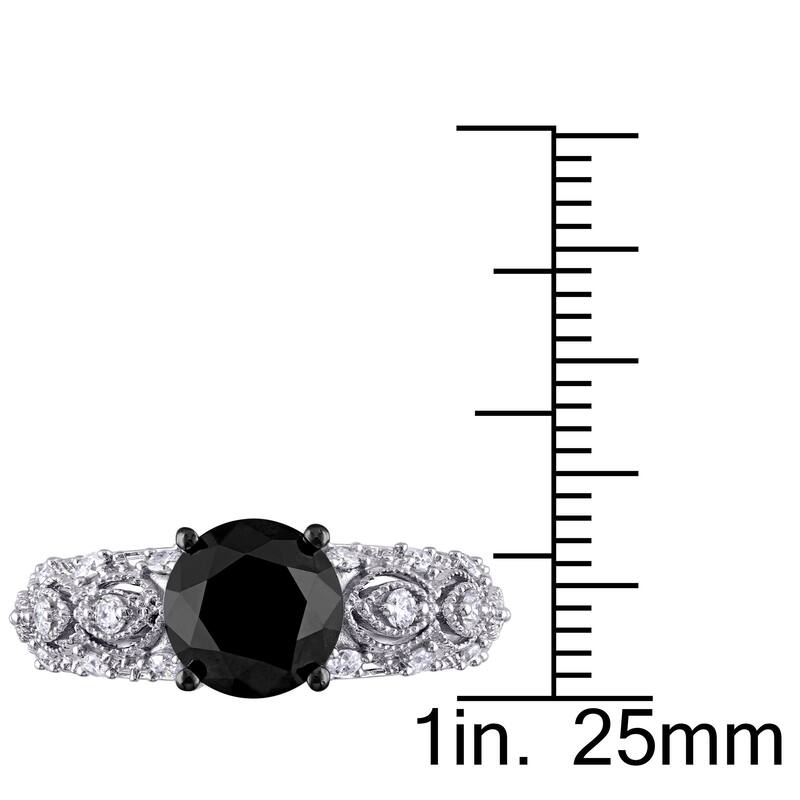 Miadora Signature Collection 10k White Gold 3ct TDW Black and White Diamond Vintage Engagement Ring