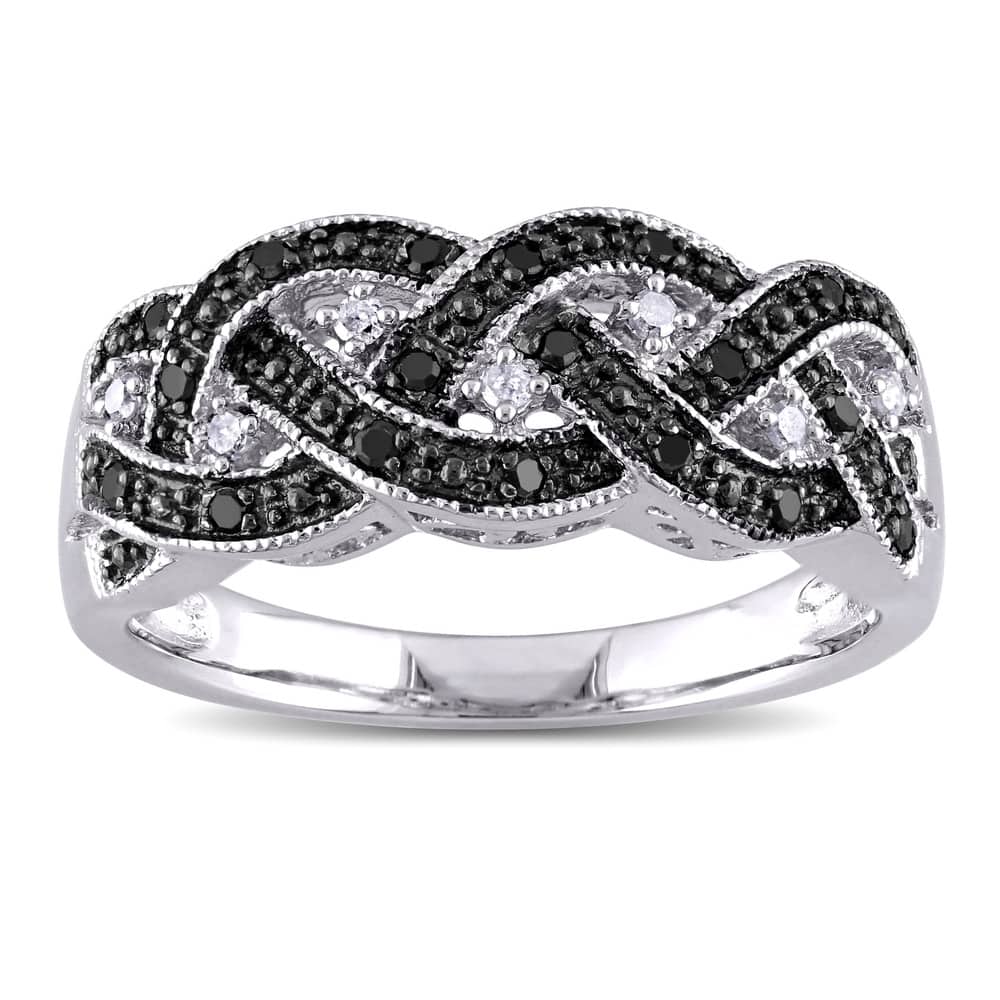 Miadora 1/6ct TDW Black and White Diamond Ring Sterling Silver