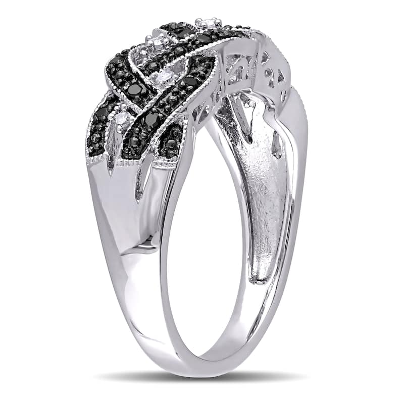 Miadora 1/6ct TDW Black and White Diamond Ring Sterling Silver