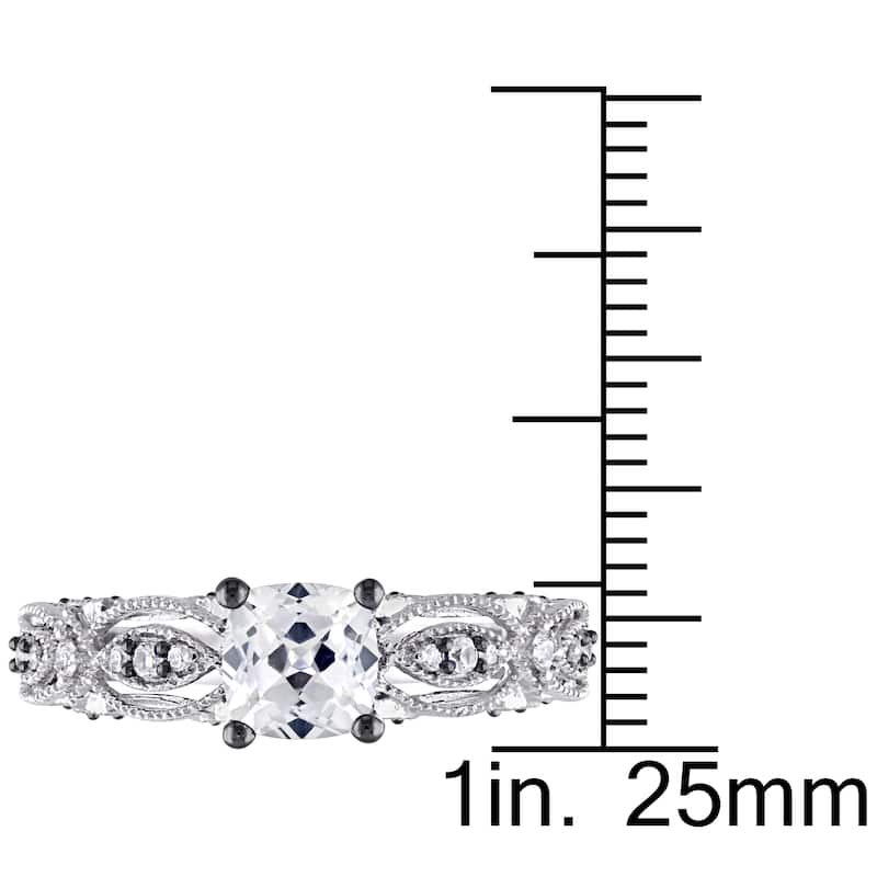Miadora 10k White Gold Cushion-cut Created White Sapphire and Diamond Accent Vintage Filigree Engagement Ring