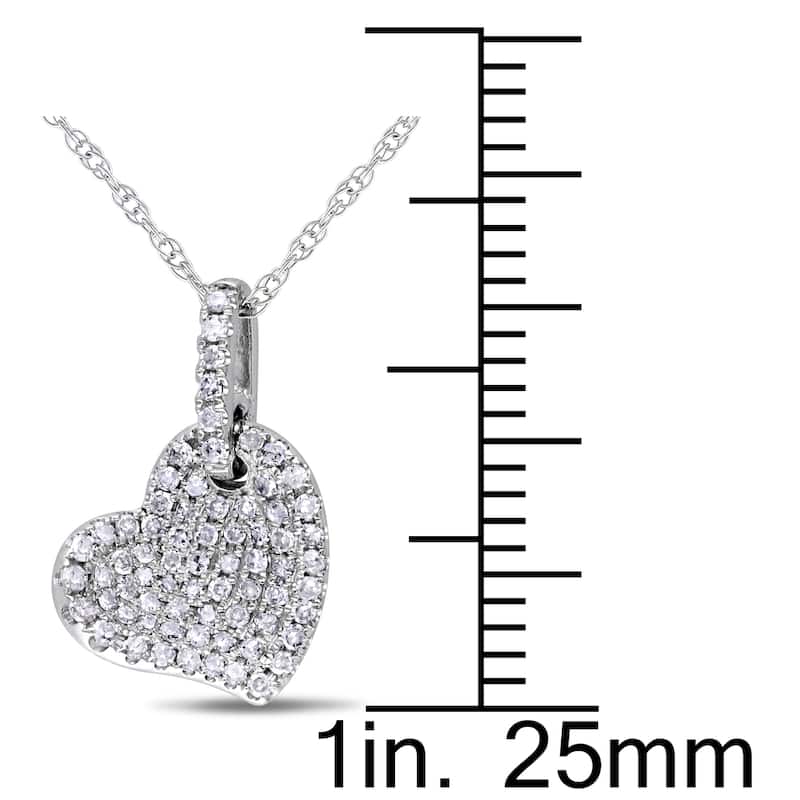 Miadora 10k White Gold 1/4ct TDW Diamond Heart Necklace