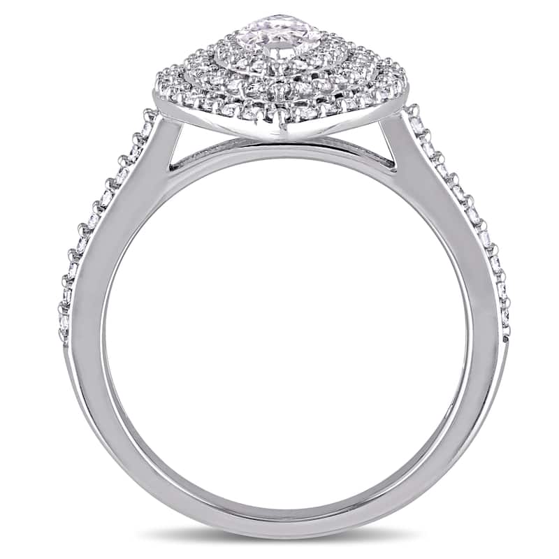 Miadora Signature Collection 14k White Gold 1ct TDW Marquise and Round-cut Diamond Triple Halo Engagement Ring (G-H, I1-I2)