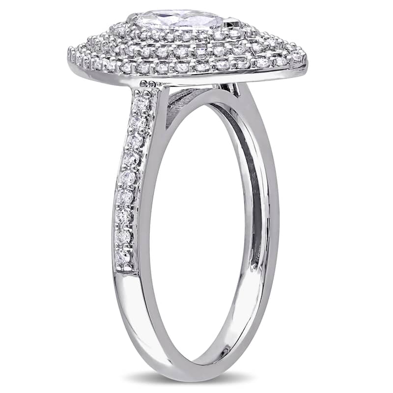 Miadora Signature Collection 14k White Gold 1ct TDW Marquise and Round-cut Diamond Triple Halo Engagement Ring (G-H, I1-I2)