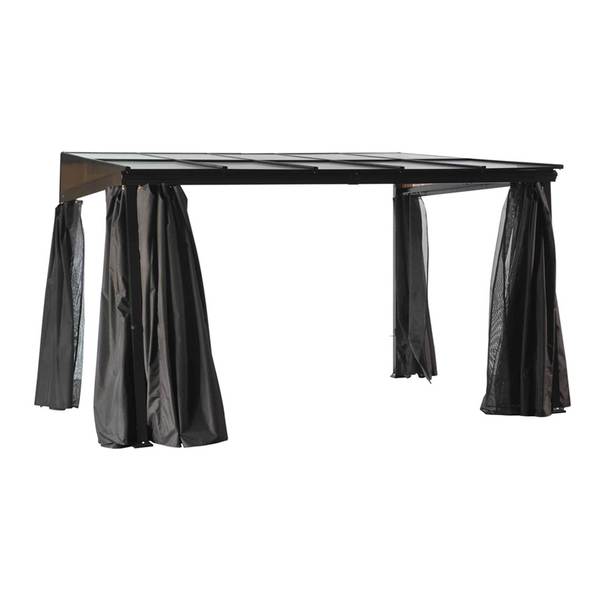 Sunjoy Black Polycarbonate and Steel Slanted Roof Gazebo Free