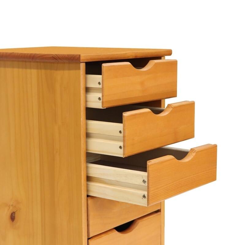 Adeptus Original Roll Cart, Solid Wood, 6 Drawer Roll Cart, Med Pine