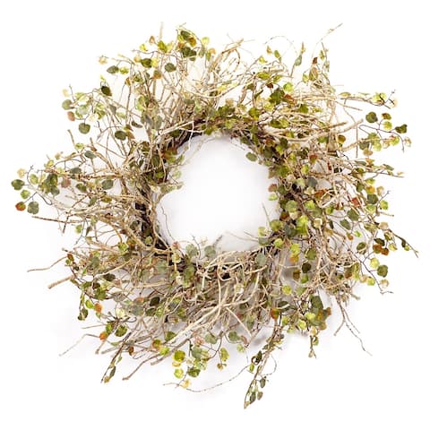 Rustic Green and Off-White Birch Wreath