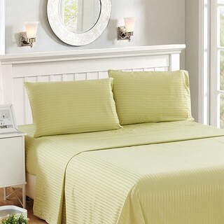 4-Piece: Lux Decor Collection Stripe Sheet Set | Vanilla | Queen