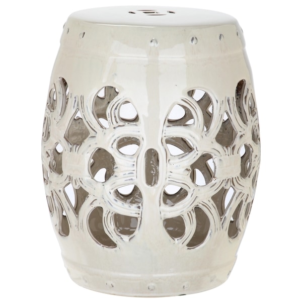 Safavieh Imperial Vine Cream Garden Stool - 14" x 14" x 18"