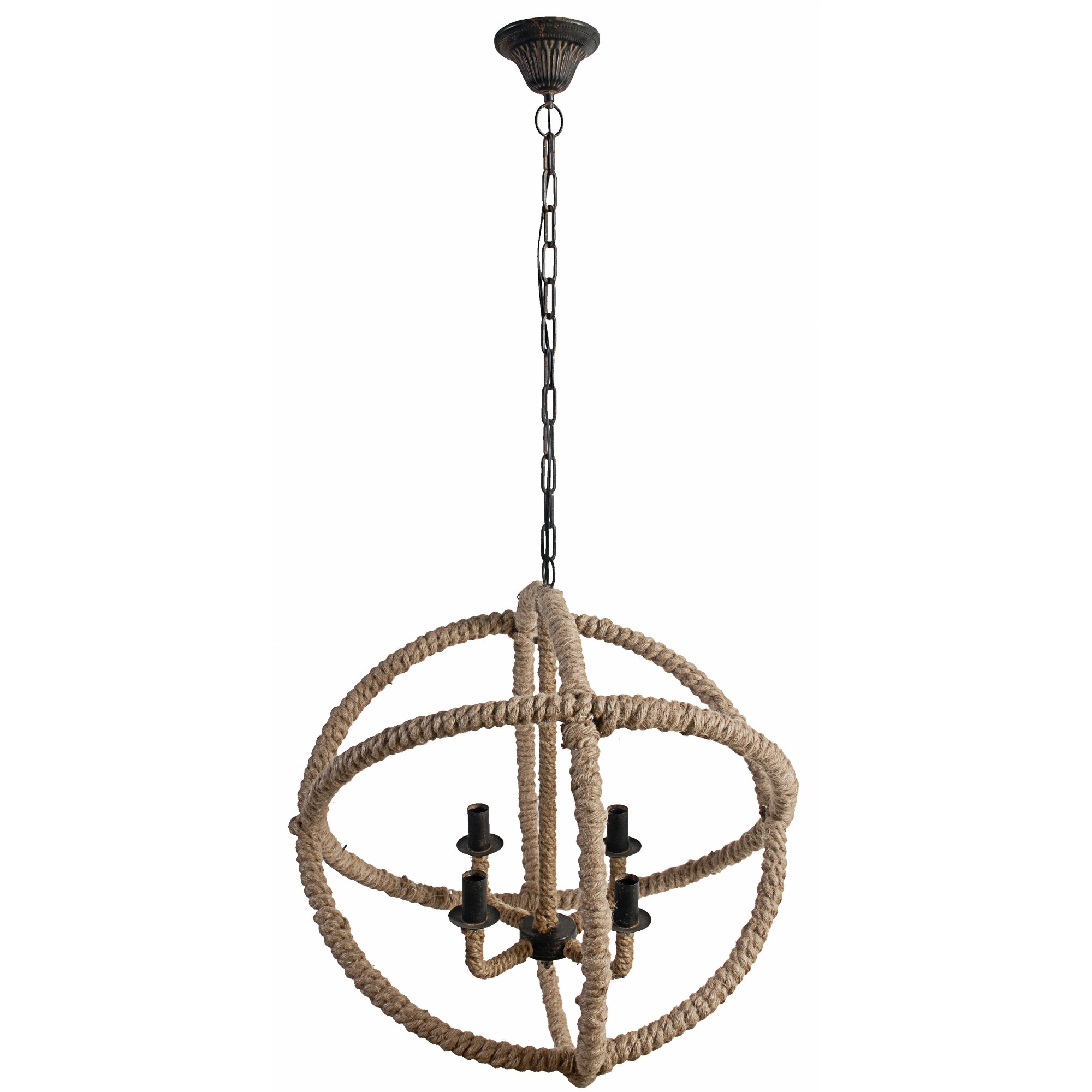 Cade 4-light Roped Iron and Jute Chandelier (4-Light Roped Chandelier) - Chandeliers For Bedrooms by Overstock.com