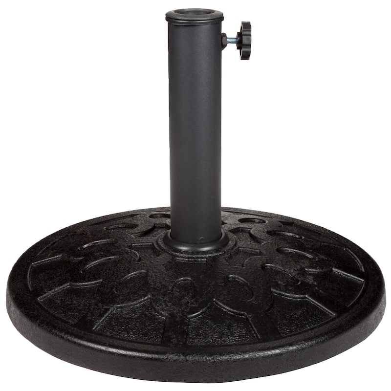 Pure Garden 19-Pound Round Black Ornate Umbrella Base - 16.5 x 12.5
