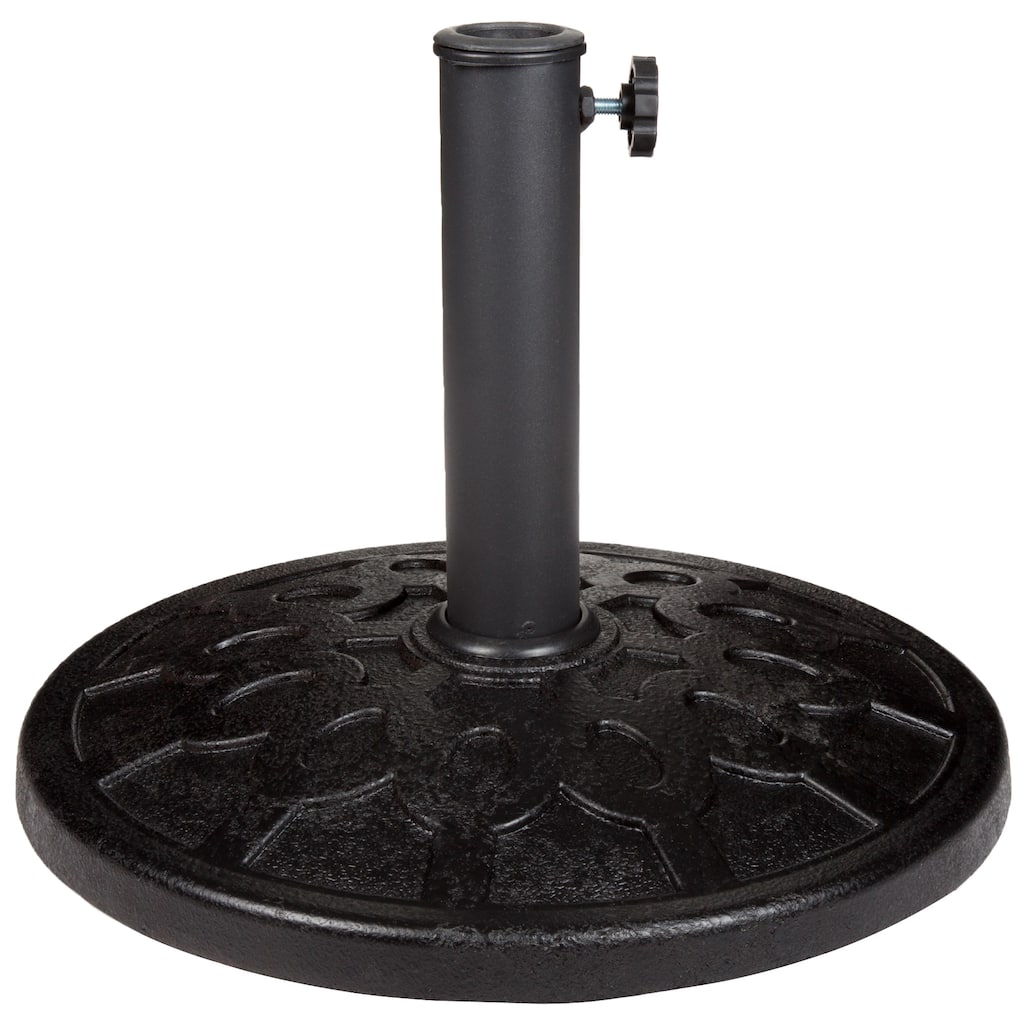 Pure Garden 19-Pound Round Black Ornate Umbrella Base - 16.5 x 12.5