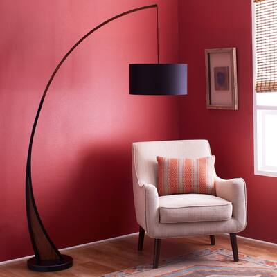 Carson Carrington Fagersta Walnut Wood/ Marble Floor Lamp