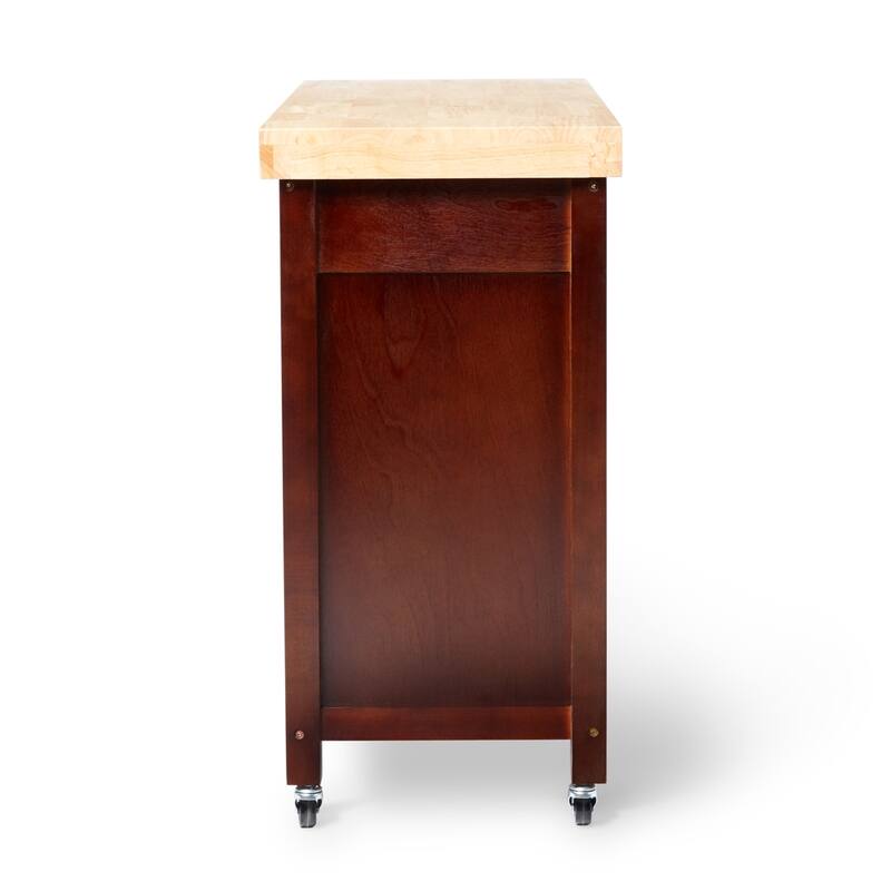 Copper Grove Macaulay Natural Rubberwood Rolling Kitchen Island Cart
