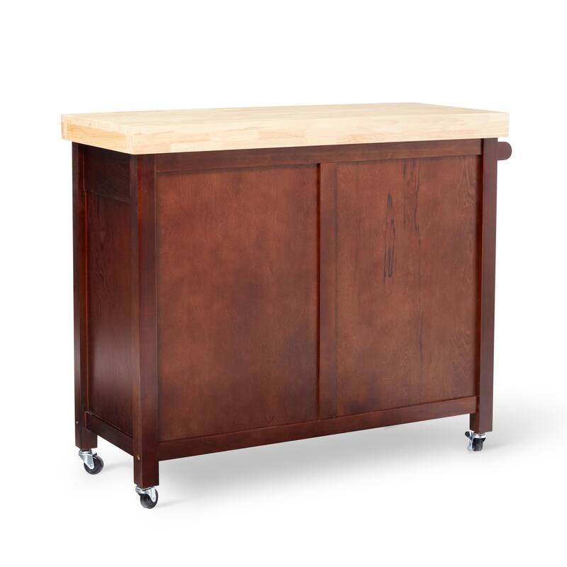 Copper Grove Macaulay Natural Rubberwood Rolling Kitchen Island Cart