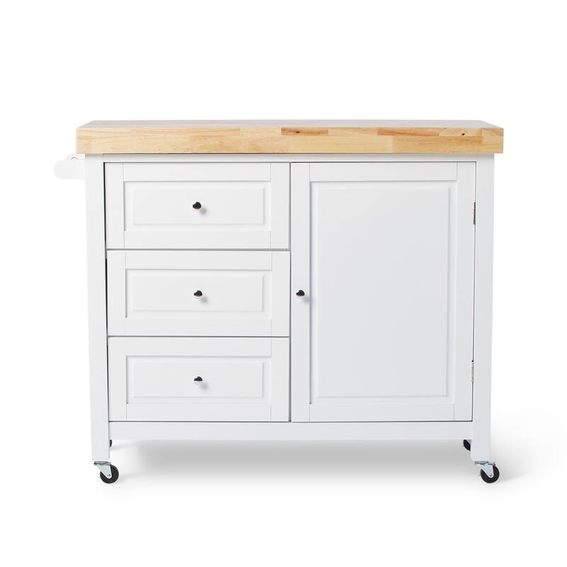 Copper Grove Macaulay Natural Rubberwood Rolling Kitchen Island Cart