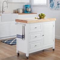Copper Grove Macaulay Natural Rubberwood Kitchen Island Cart