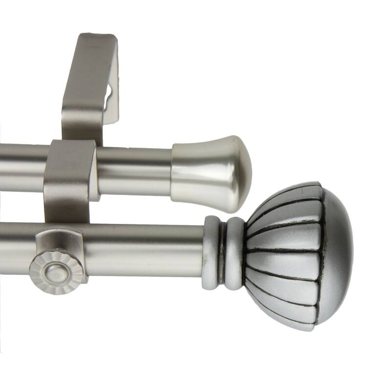 InStyleDesign Gemma Adjustable Double Curtain Rod - 28 to 48 inches - satin nickel