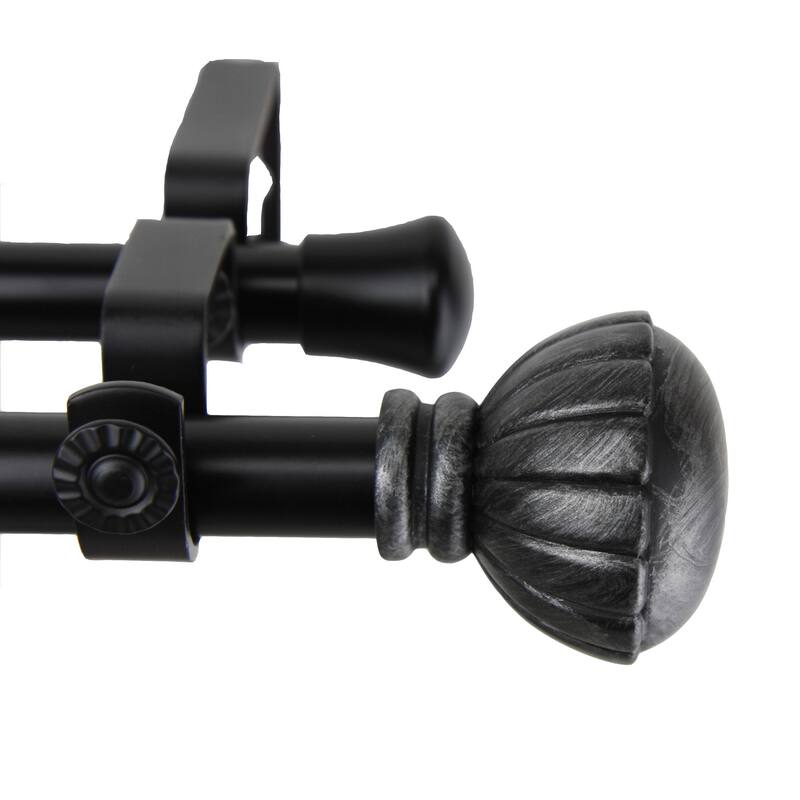 InStyleDesign Gemma Adjustable Double Curtain Rod - 28 to 48 inches - Black