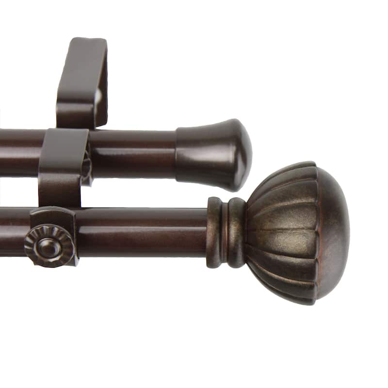InStyleDesign Gemma Adjustable Double Curtain Rod - 28 to 48 inches - Cocoa